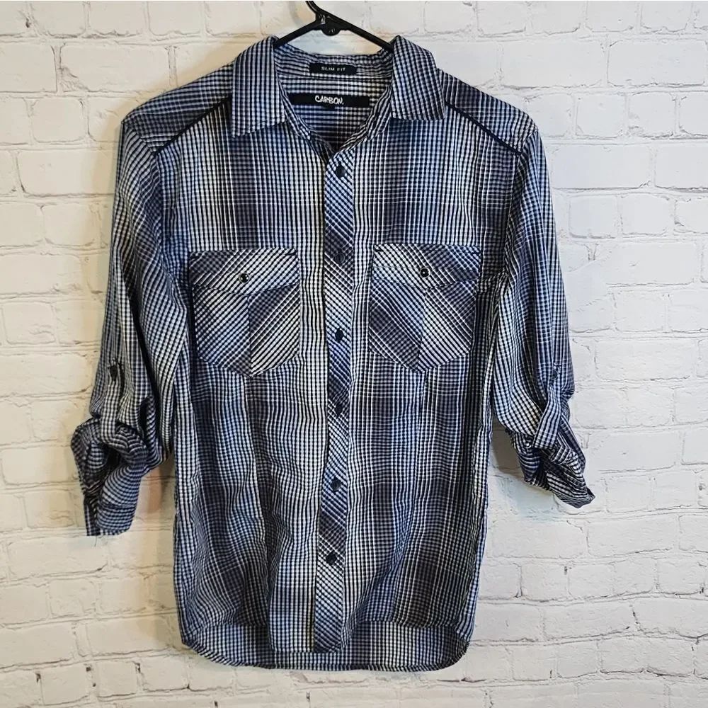 Men's Carbon "Slim Fit" longsleeve button-down shirt, size small